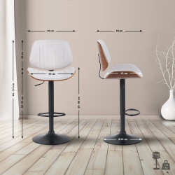 Ensemble de 2 tabourets de bar Clawson en tissu noir noix/crème