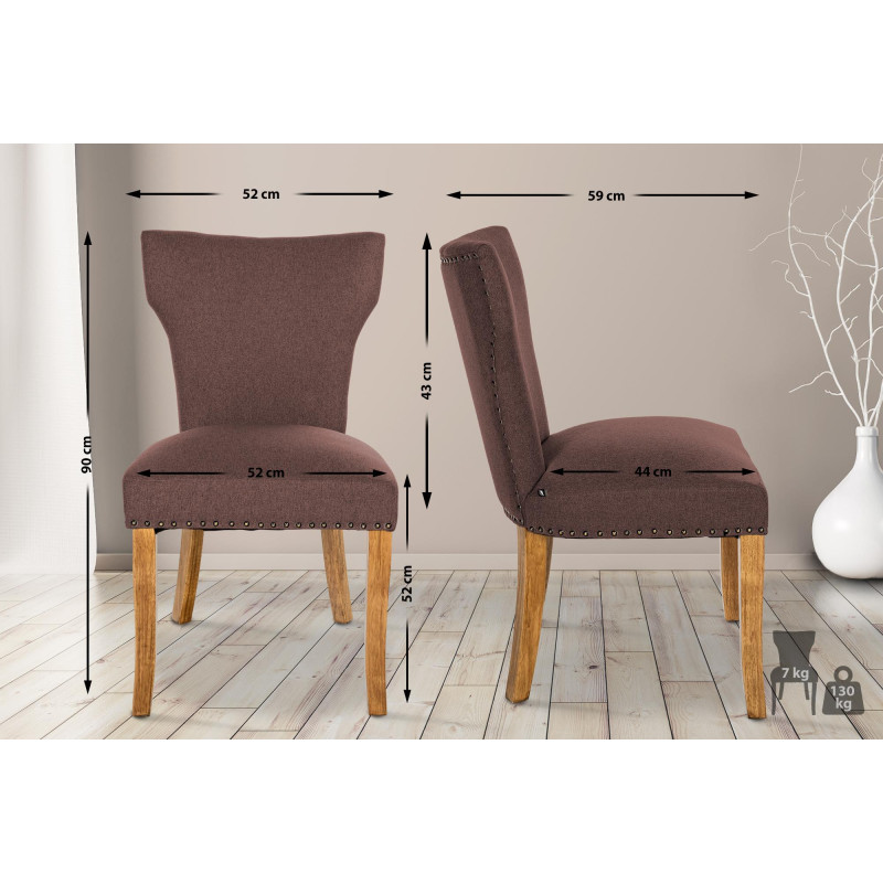 Sedia da pranzo Zadar, tessuto marrone chiaro anticato