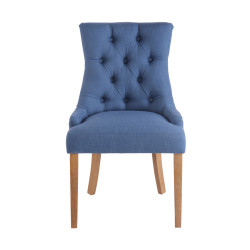 Coppia di sedie da pranzo Aberdeen, tessuto blu chiaro anticato