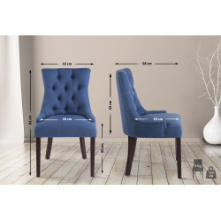Ensemble de 2 chaises de salle à manger Aberdeen, tissu bleu antique