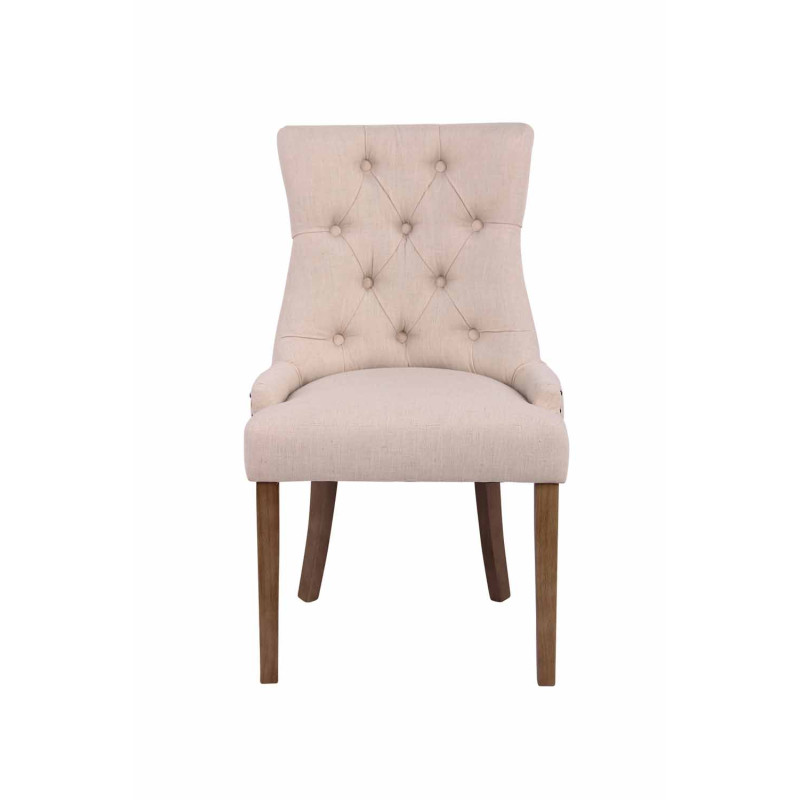 Ensemble de 2 chaises de salle à manger Aberdeen, tissu crème clair antique
