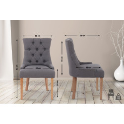 Ensemble de 2 chaises de salle à manger Aberdeen, tissu gris clair antique