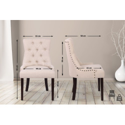 Conjunto de 2 sillas de comedor Aberdeen, tela crema antigua