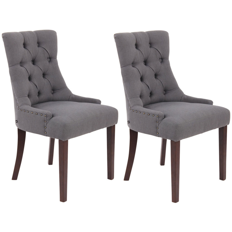 Ensemble de 2 chaises de salle à manger Aberdeen, tissu gris foncé antique