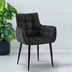 Cadeira Chaise Tirana, tecido preto e cinza titânio