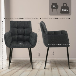 Silla Tirana, tela negra y gris titanio