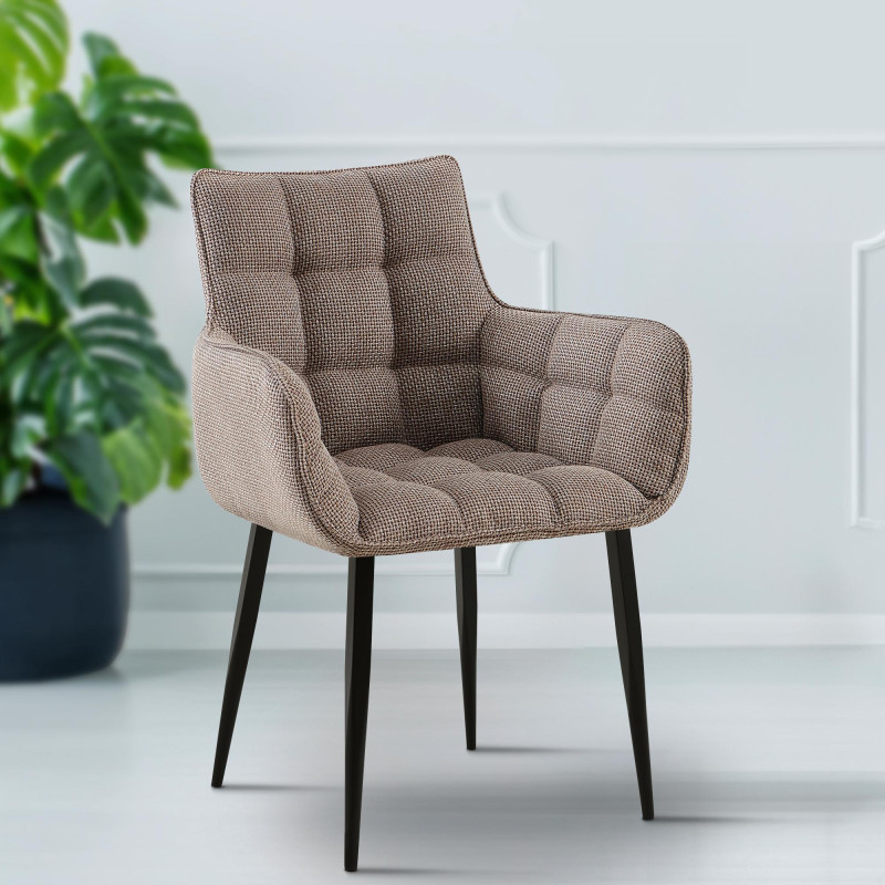 Chaise Tirana, tecido terra castanha preto