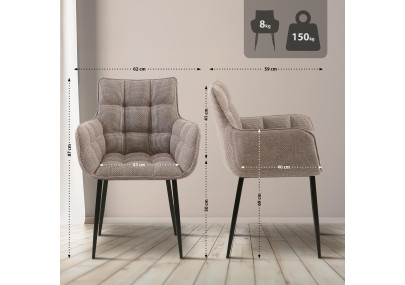 Chaise Tirana, tissu terre brune noir