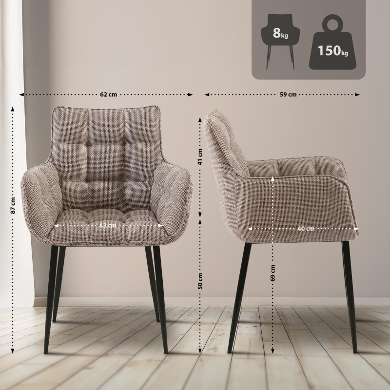 Chaise Tirana, tecido terra castanha preto