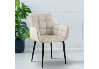 Chaise Tirana, tissu : noir et ivoire