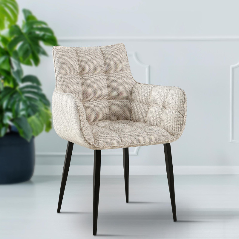 Silla Tirana, tela: negro y marfil