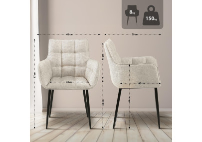 Chaise Tirana, tissu : noir et ivoire