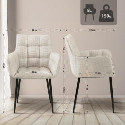 Silla Tirana, tela: negro y marfil