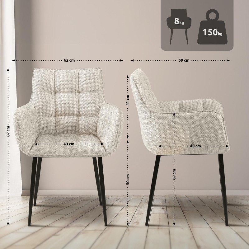 Silla Tirana, tela: negro y marfil