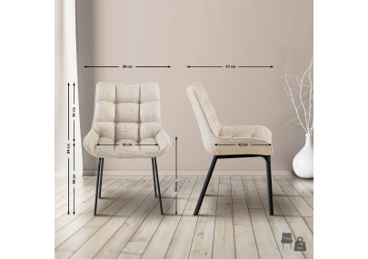 Chaise Saranda, tissu noir et ivoire