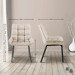 Chaise Saranda, tissu noir et ivoire