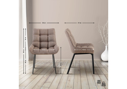 Chaise Saranda, tissu terre brune noir