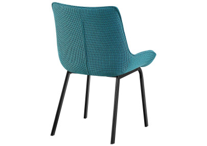 Chaise Saranda, tissu noir et turquoise