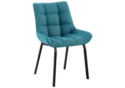 Chaise Saranda, tissu noir et turquoise