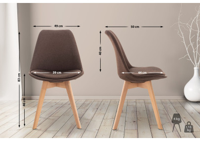 Chaise Linares, tissu marron