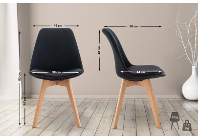 Chaise Linares, tissu noir