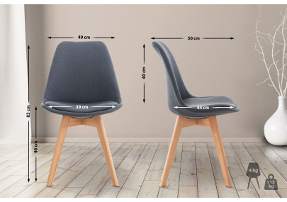 Chaise Linares, tissu gris foncé