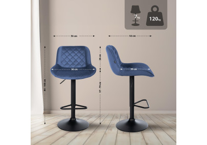 Lot de 2 tabourets de bar en velours Kasson bleu