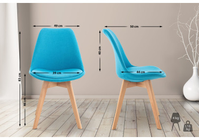 Chaise Linares, tissu turquoise