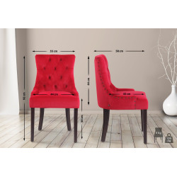 Silla de comedor Aberdeen, terciopelo rojo antiguo