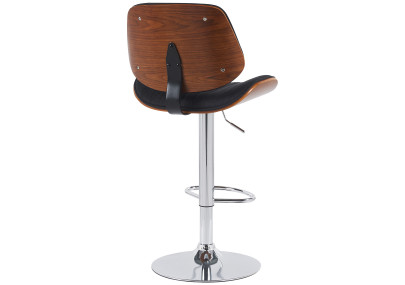 Lot de 2 tabourets de bar Clawson en tissu chromé noyer/noir