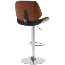 Ensemble de 2 tabourets de bar Clawson en tissu chromé noyer/noir