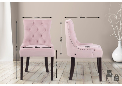 Chaise de salle à manger Aberdeen, velours, rose antique
