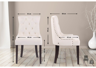 Silla de comedor Aberdeen, terciopelo, crema antiguo