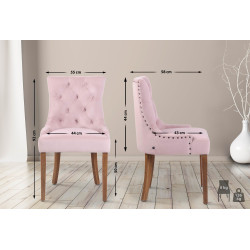 Chaise de salle à manger Aberdeen en velours rose clair antique
