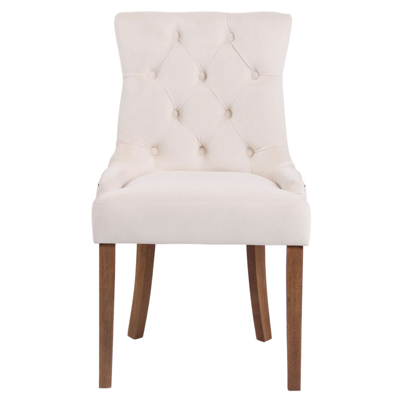 Chaise de salle à manger Aberdeen, velours, crème clair antique
