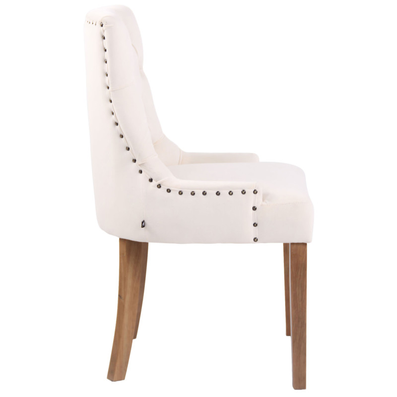 Chaise de salle à manger Aberdeen, velours, crème clair antique
