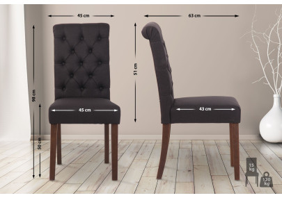 Chaise de salle à manger Lisburn, tissu noir