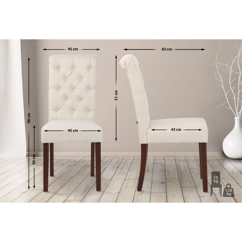 Silla de comedor Lisburn, tela crema