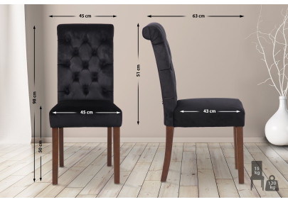 Silla de comedor Lisburn de terciopelo negro