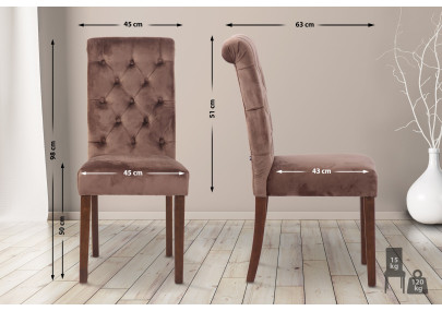 Chaise de salle à manger Lisburn, velours, marron