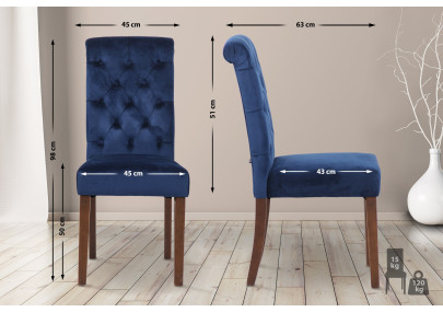 Sedia da pranzo Lisburn, velluto, blu