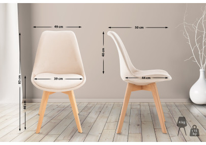 Fauteuil Linares, velours, beige