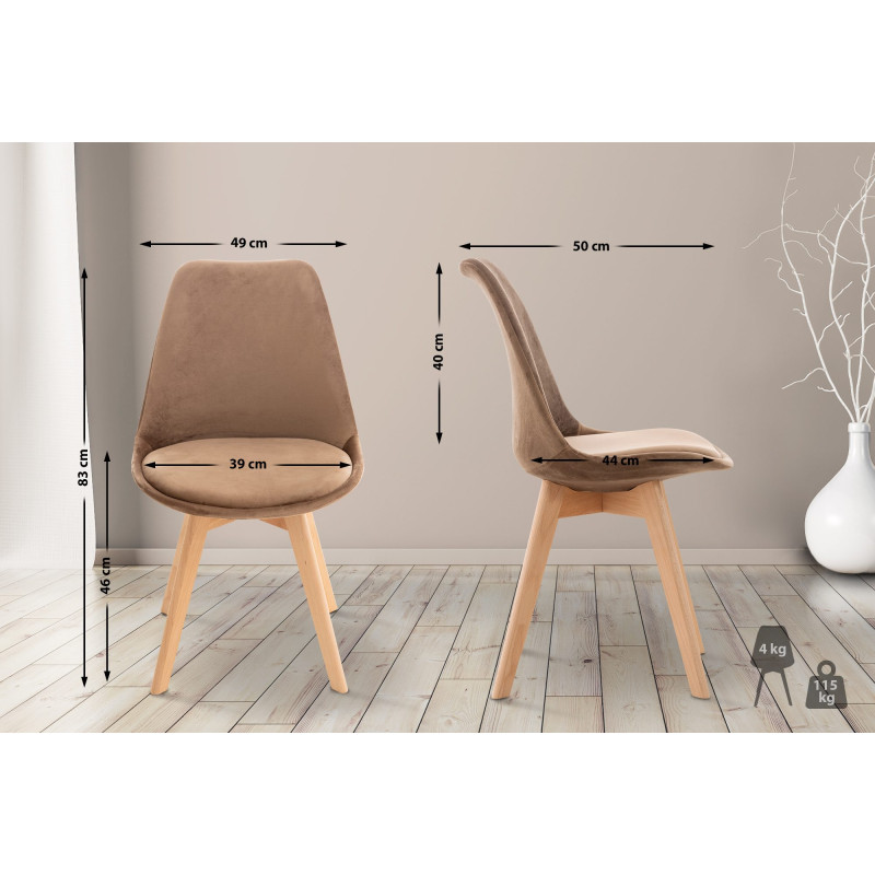 Fauteuil Linares, velours, marron