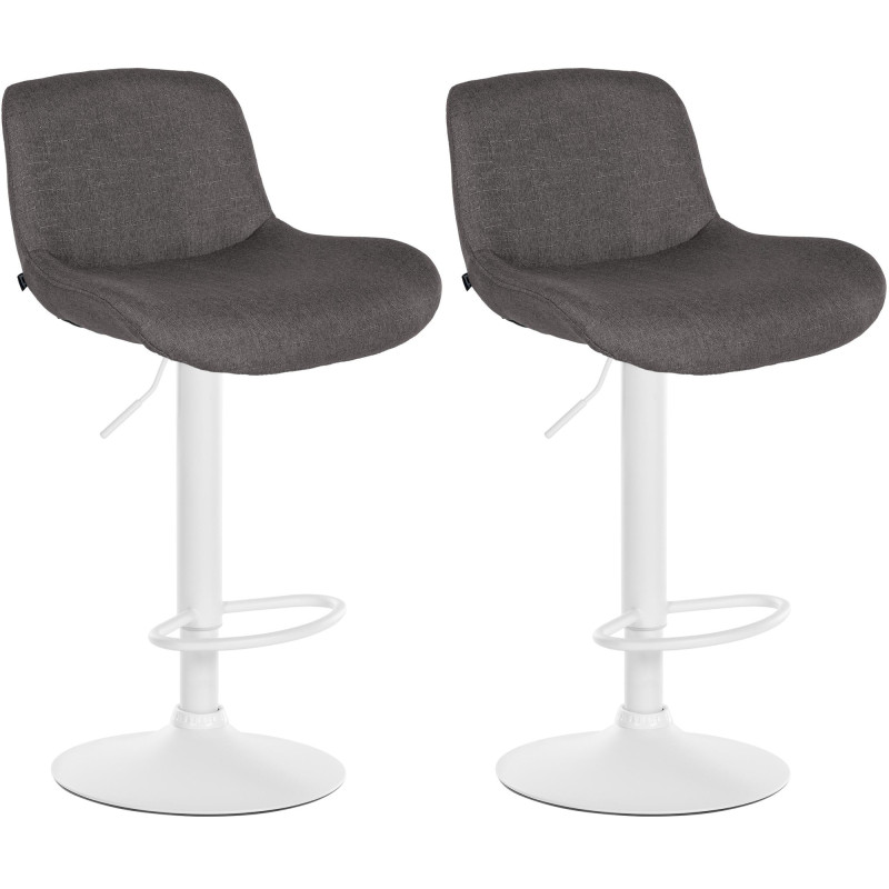 Ensemble de 2 tabourets de bar Solon, tissu blanc gris foncé