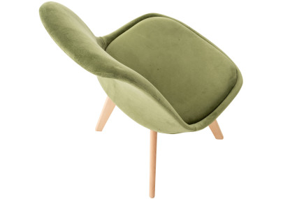 Fauteuil Linares, velours vert clair