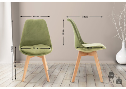 Fauteuil Linares, velours vert clair