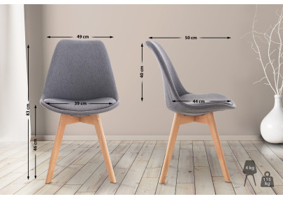 Ensemble de 4 chaises Linares en tissu gris