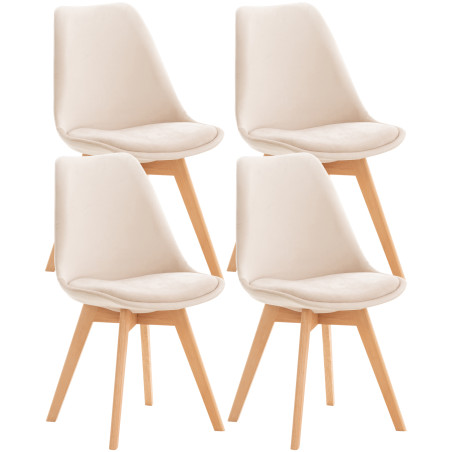 Conjunto de 4 sillas Linares en terciopelo beige