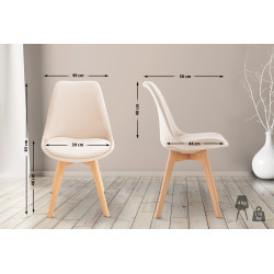 Conjunto de 4 sillas Linares en terciopelo beige