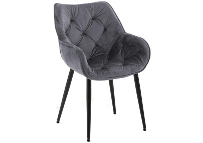 Sillón Tanna, terciopelo, gris oscuro